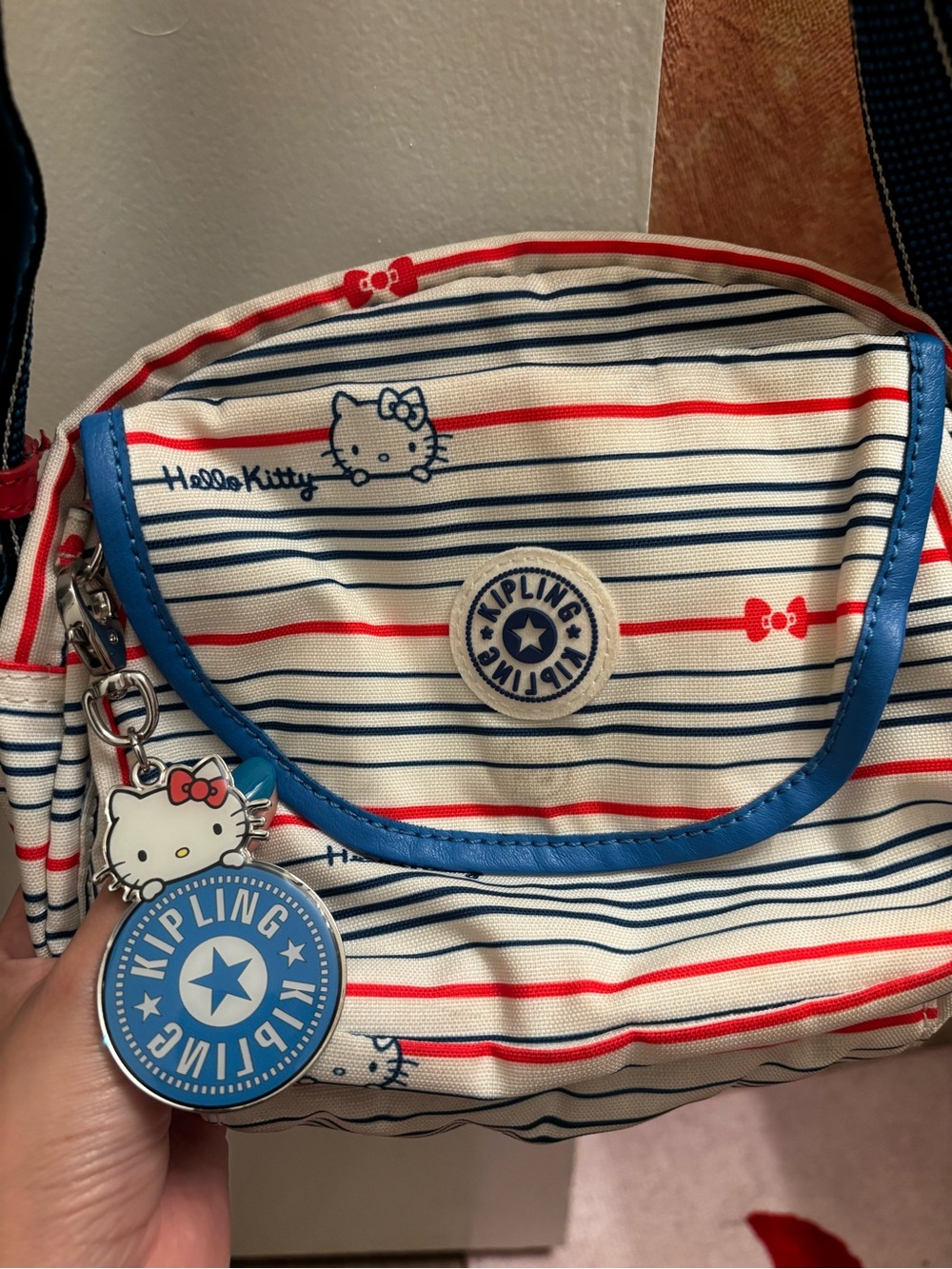Kipling Collab w/ Hello Kitty Crossbody with Blue Trim